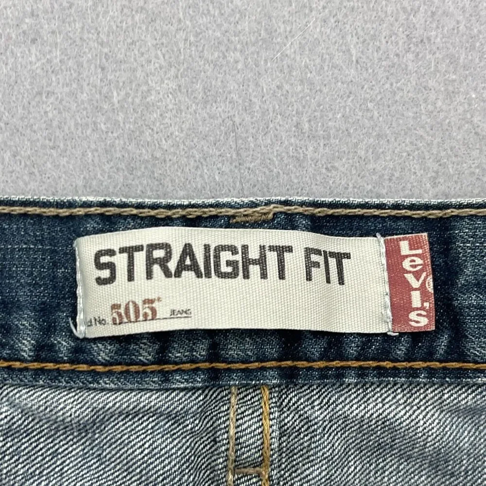Vintage Levi's 505 Jeans Men 34x30 Straight Fit‎ Blue Whiskered Faded Denim